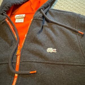 Men’s Lacoste zip hoodie.
